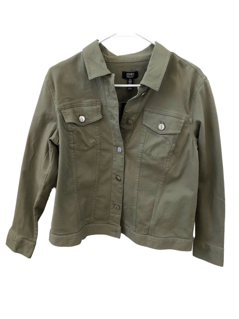 Jones New York Signature Women's Denim Style Jacket Camo Green Size Medium